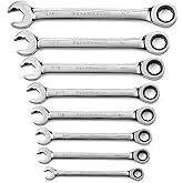 GEARWRENCH 8 Pc. 12 Point Open End Ratcheting Combination SAE Wrench Set - 85599