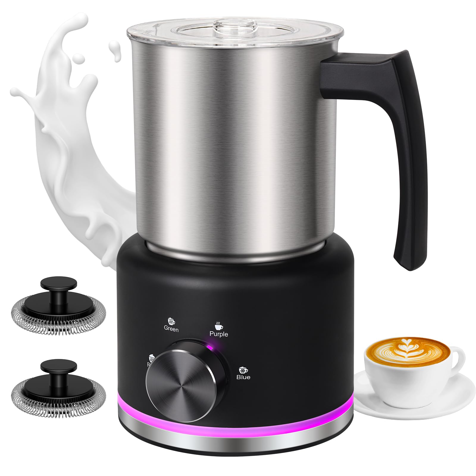 Photo 1 of ByNaRIX Milk Frother, 4-IN-1 Electric Milk Frother and Steamer, 17 OZ Stainless Steel Milk Frother Dishwasher Safe, Durable Silent Working Frother for Coffee, Hot and Cold Foam Maker, Black