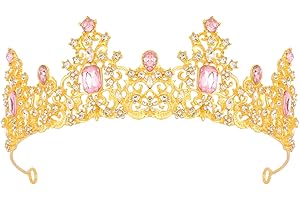 Didder Pink Gold Princess Crown Birthday Tiara Prom Queen Tiaras and Crowns for Women and Girls Halloween Costume Headpiece Hair Accessories
