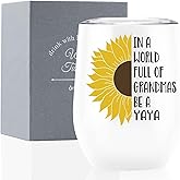 Onebttl Yaya Gift, Sunflower Grandma Gifts, 12oz Stainless Steel Insulated Tumbler for Sunflower Lovers, Perfect for Mother's Day, Birthday