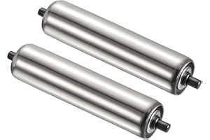 PATIKIL Conveyor Roller 2" Diameter 10" Length, 2 Pack Stainless Steel Gravity Transmission Replacement Part Galvanized End, Silver
