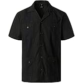 VATPAVE Mens Short Sleeve Button Down Cuban Guayabera Shirts