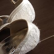 Duosheng & Elegant Brautschuhe - Satin Pumps Mit Spange Und Laceabsatz In Ivory