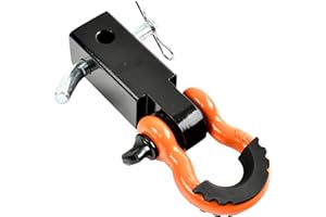 TBAPFS 2 Inch Shackle Hitch Receiver 45000Lbs Breaking Strength 3/4" D Ring Shackle Tow Hitch Receiver for Vehicle Trailer Trucks Jeeps Recovery Off-Road - Orange