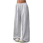 BEAUDRM Women's Plus Size Baggy Sweatpants Y2k Drawstring Waist Streetwear Athletic Stacked Track Pants