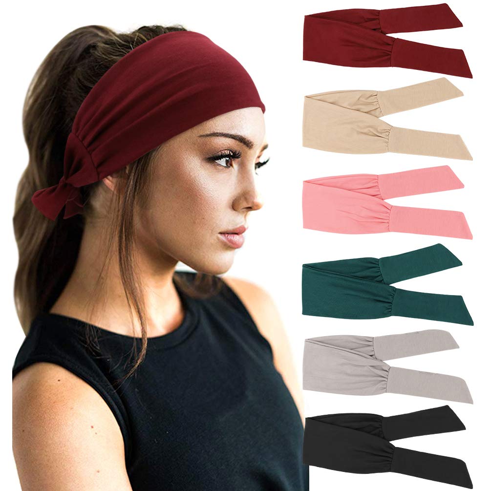 DRESHOW 6 Pack Women Headbands Wide Elastic Hair Bands Head Wrap Cute Knot Hair Accessories