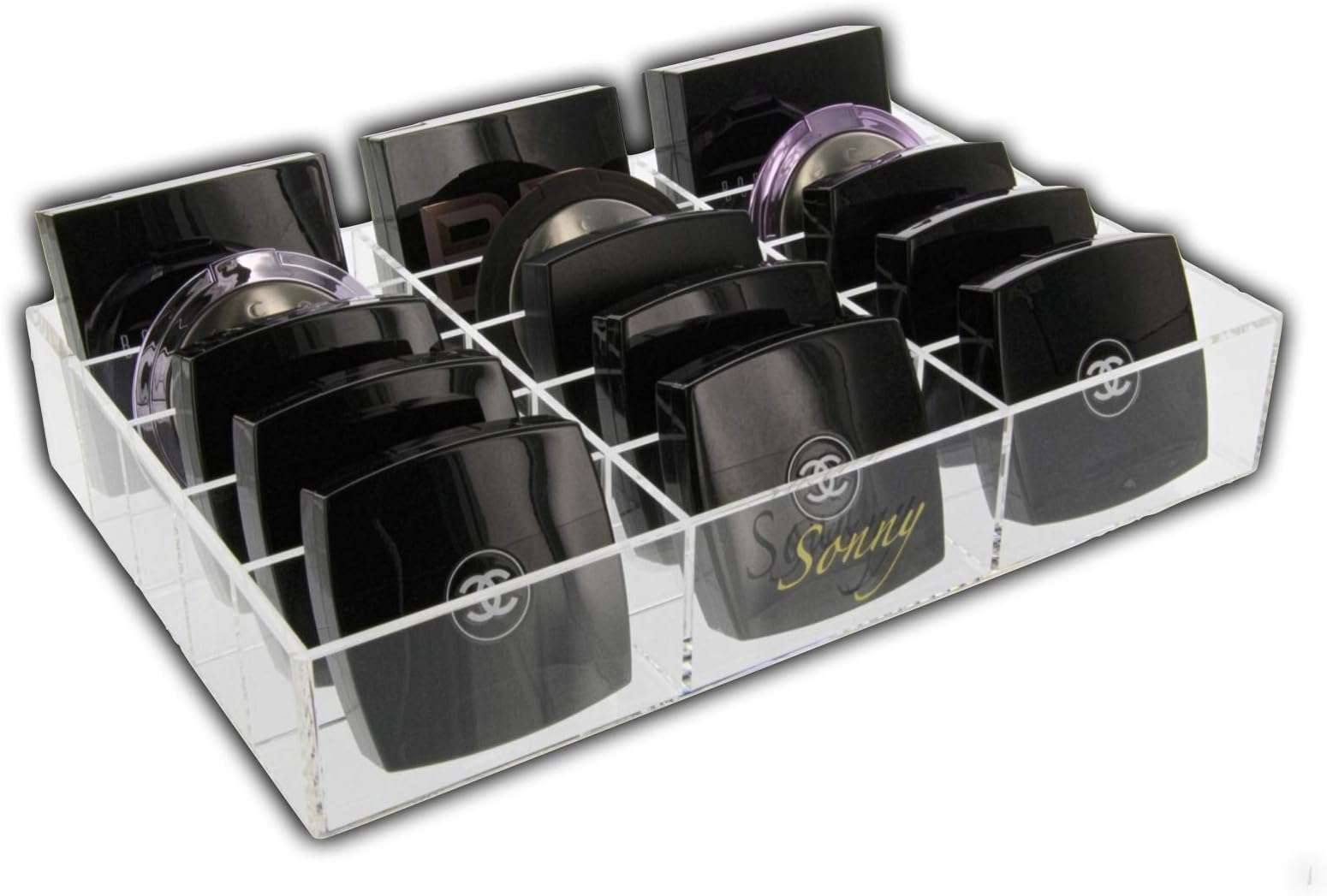 FOR Ikea Alex Holds 15 chunky Compact Blush Powder Highlighter Acrylic Drawer Organizer Divider Tray Clear by Sonny Cosmetics