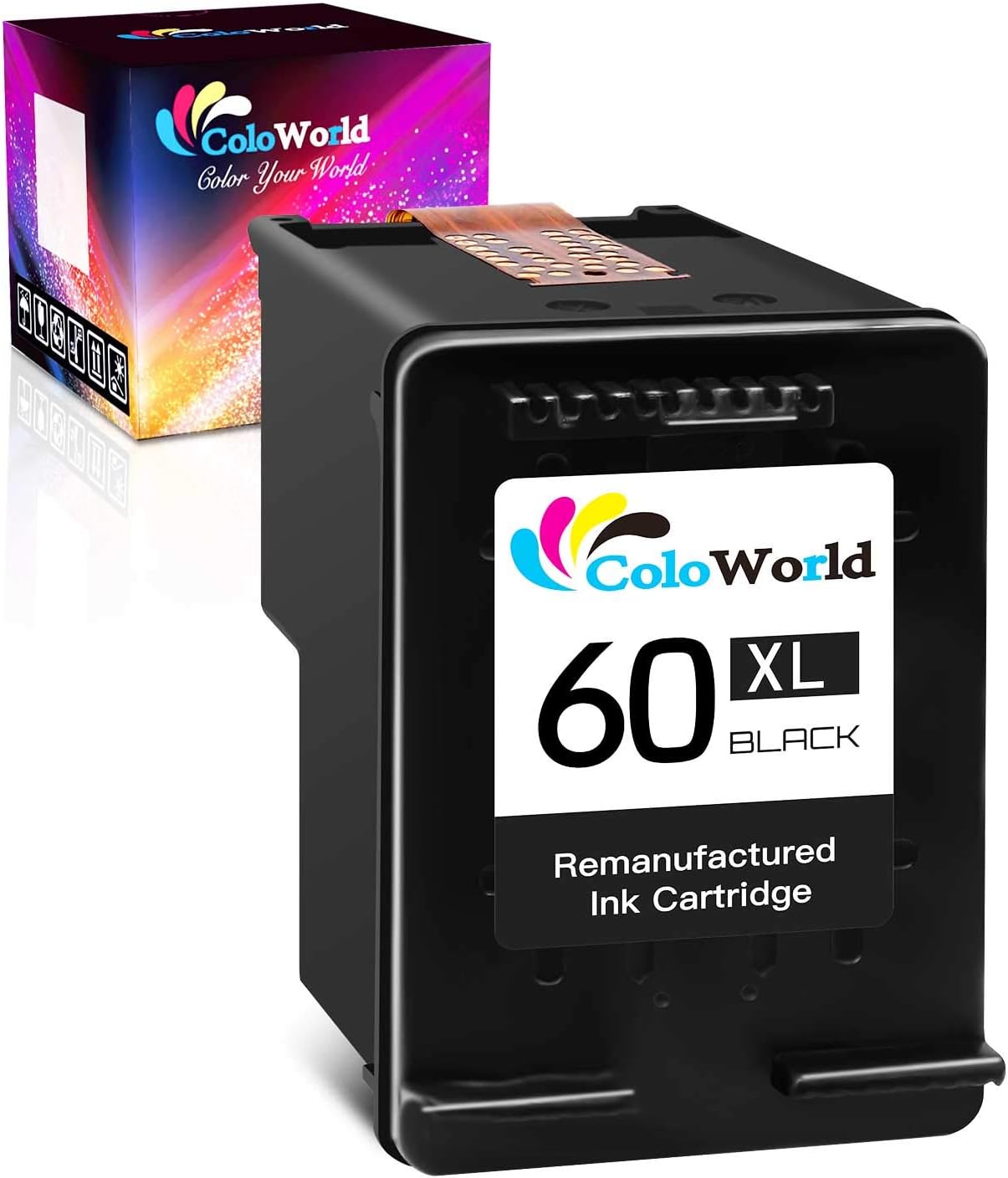 ColoWorld Remanufactured Ink Cartridge Replacement for HP 60 XL 60XL (1 Black) for HP Photosmart C4780 C4795 C4680 D110a C4600 C4640 C4700 Deskjet F4580 F4480 F4280 F4235 F4240 Envy 100 110 Printer
