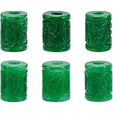 PH PandaHall Natural Myanmar Jade Beads Tube Column Shape Bead 6pcs Engraving Gemstone Stone Bead Large Hole Beads Loose Spacers for Jewelry Making Bracelet Necklace Earring DIY Crafts, Hole: 3.5-5mm