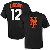 Francisco Lindor New York Mets MLB Kids 8-20 Black Official Player Name & Number Jersey T-Shirt