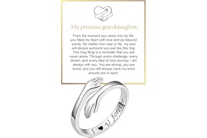 To My Granddaughter Hug Ring For Hope Rings, Inspirational Stainless Steel Engarved With Always With You Message Adjustable R
