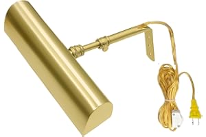 Royal Designs, Inc. Plug-in Picture Light, Gallery Lighting, 12 ft Cord with in-Line Hi/Low/Off Switch, PLP-2010-10-BSB, Brushed Satin Brass, 10.75 inch