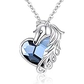 PARYFO Celtic Horse Necklace S925 Sterling Silver Blue Circle Crystal Celtic Knot Horse Pendant Horse Equestrian Jewelry Gift for Women Wife Daughter BBS Horse Love