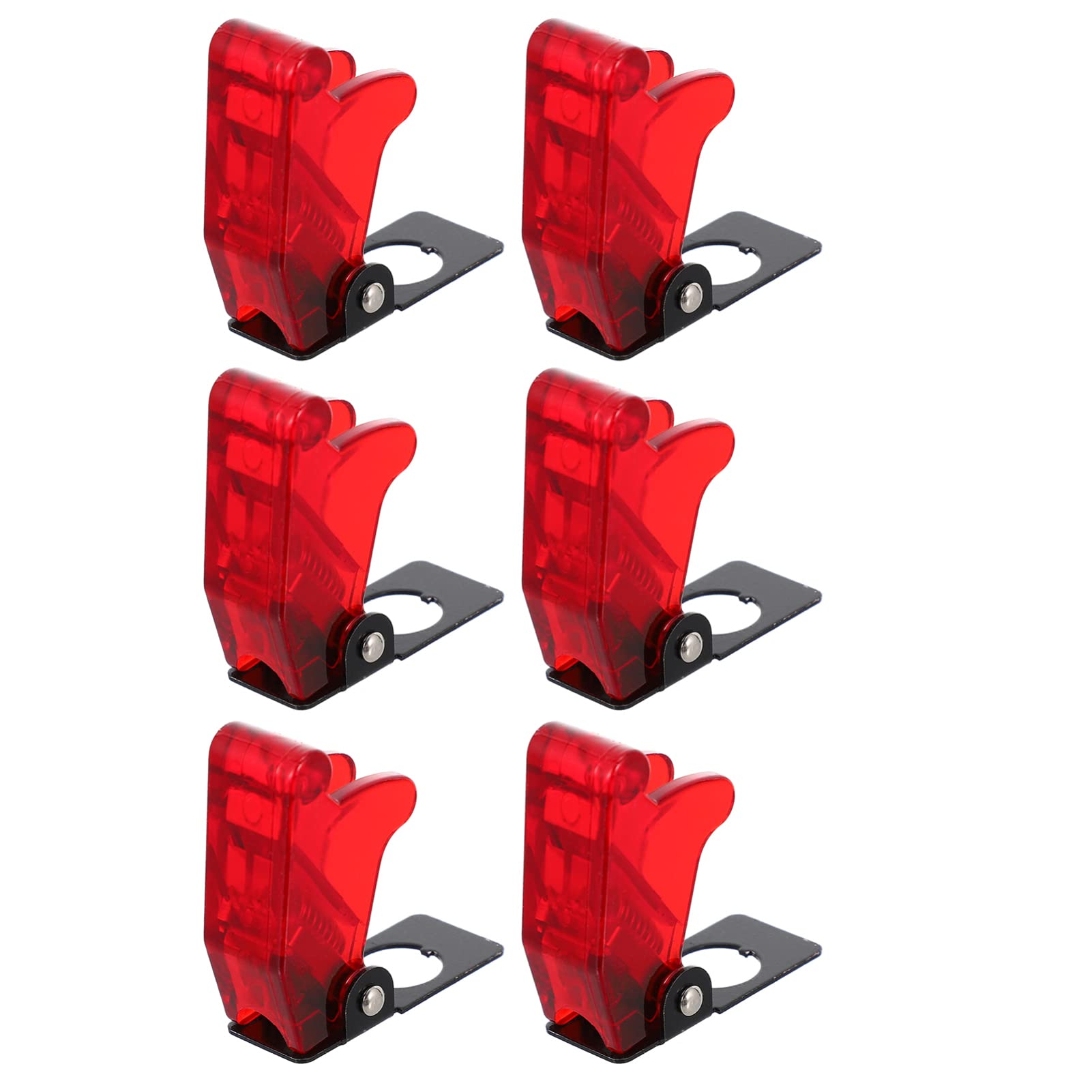 Balacoo 6Pcs 12mm Mount Dia. Toggle Switch Cover Safety Waterproof Safety Flip Cover Cap (Red)