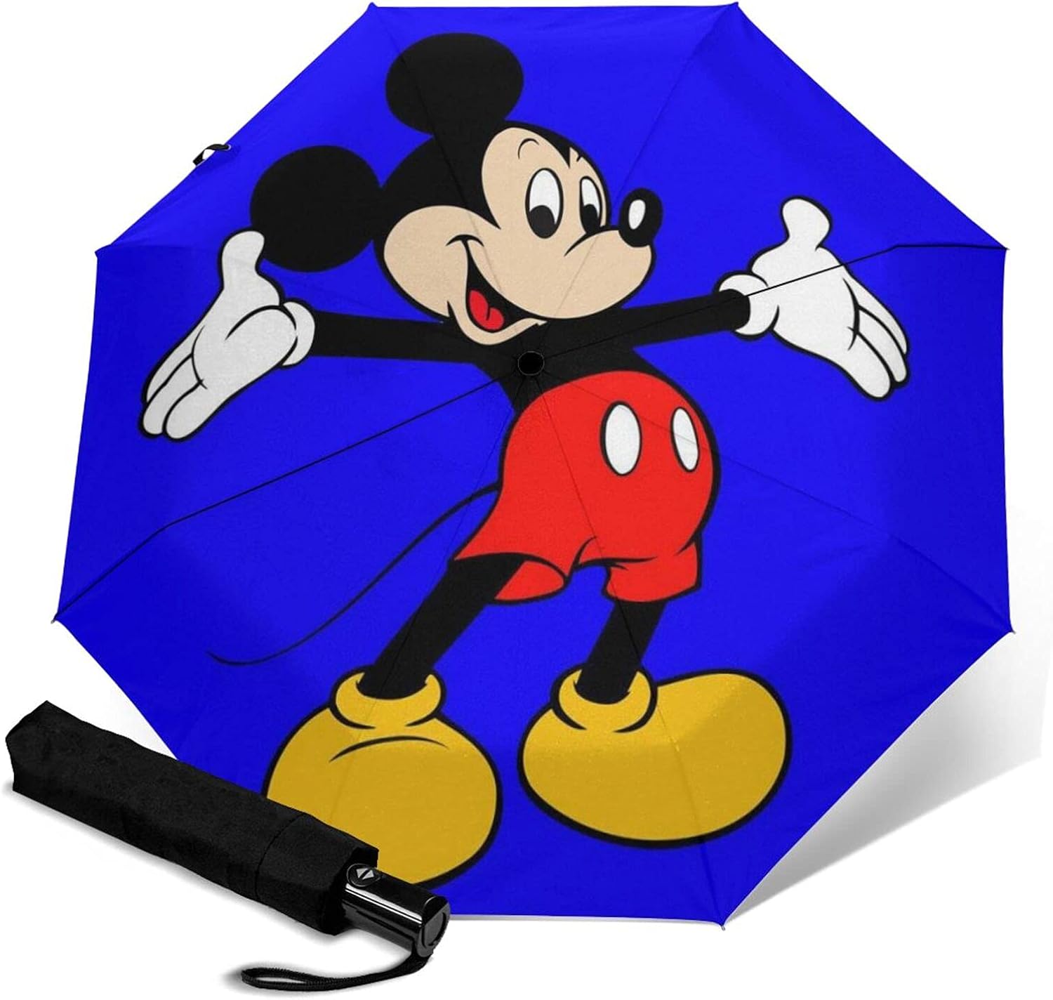 Mickey Cartoon Mouse Automatic Portable Tri-Fold Umbrella, Windbreak ...