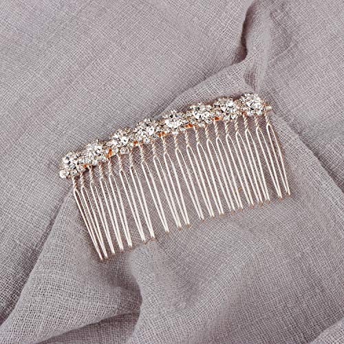 WBCBEC 4 Pack High-grade Alloy Diamond Rhinestone Flower Hair Side Combs Wedding Bridal Jewelry Hair Clips for Women
