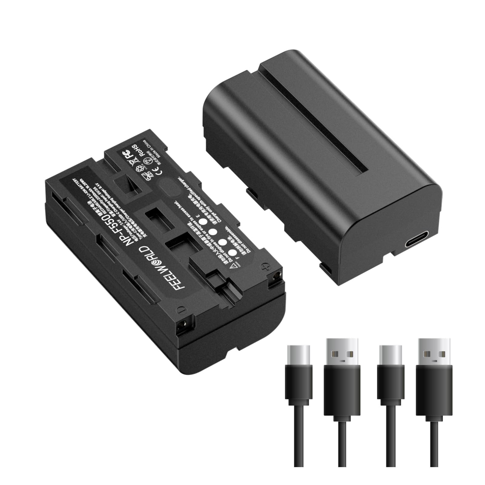 FEELWORLD 1 Pack NP-F550 2200mAh Battery Replacement of NP-F970 F960 F950 F770 F750 F570 F550, USB-C Fast Charging Rechargeable for LED Video Light, Camera Monitor, Wireless Transmission