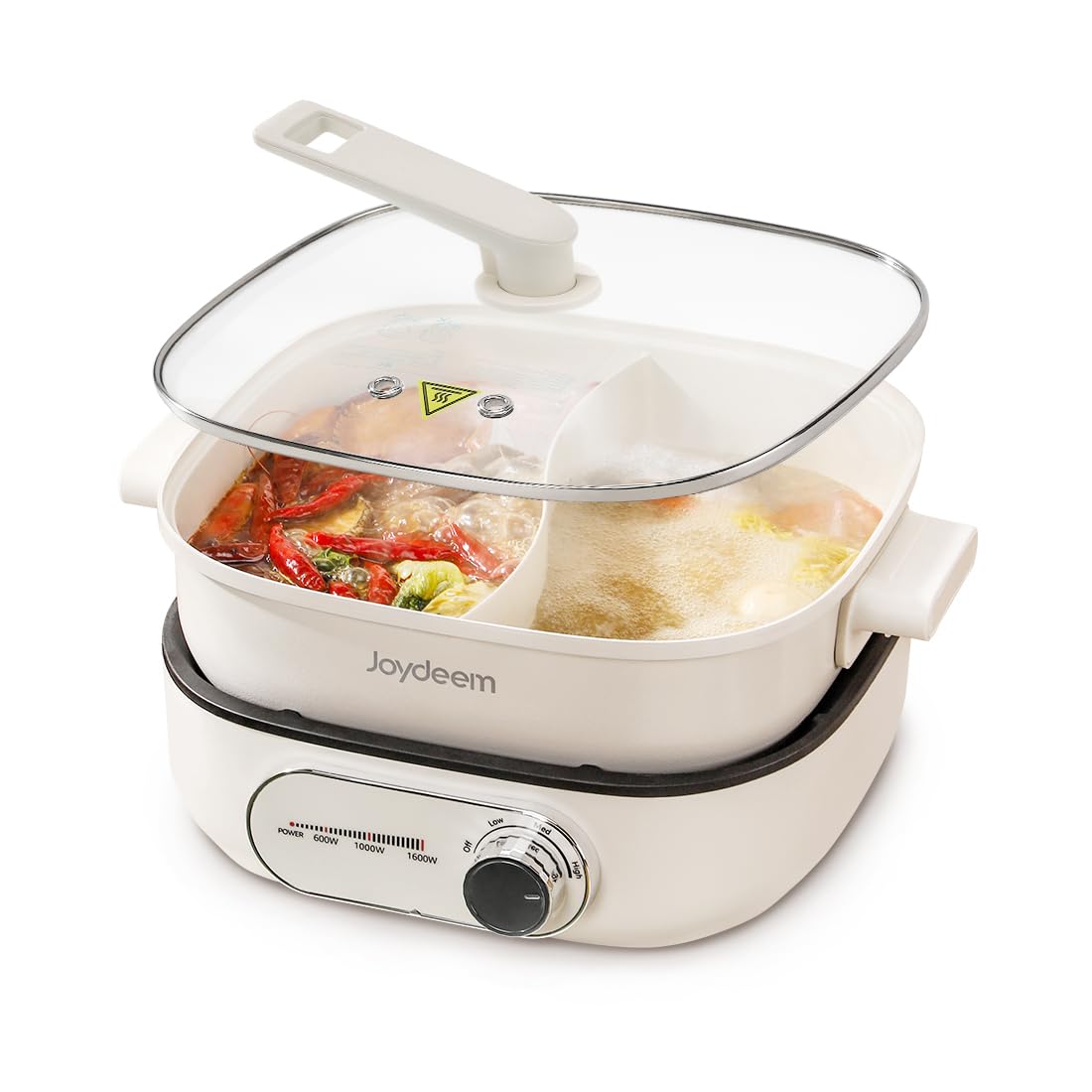 Photo 1 of Joydeem Electric Hot Pot with Divider, 6L/6.3 qt Double-Flavor Shabu Shabu Pot, UL Listed & Boil-dry Protection, Suitable for 2-6 People, DHG-B600
