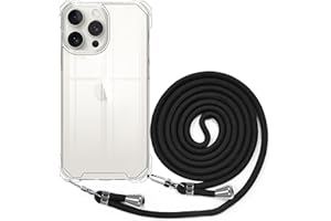 BEIMEITU Strap Case for iPhone 15 Pro Max Crossbody Rope, Anti-Shock Cell Cover with Adjustable Neck Cord Strap,Transparent Clear PC Lanyard Phone Case for iPhone 15 Pro Max Girls Summer