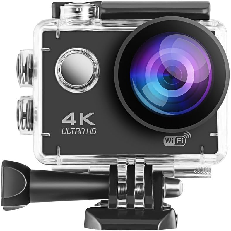 Dalkeyie 4K Action Camera WIFI Waterproof Camera Underwater Camera with 2.0 inch LCD Screen Wifi 30M Remote View 16MP Ultra Full HD 1080P Sports Camera with 170° Wide Angle / Rechargeable Batteries