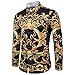 Yffksse Long Sleeve Men Shirt/Cotton Blend/Abstract Unique Pattern Printed/Casual Slim Fit Blouse,XXL