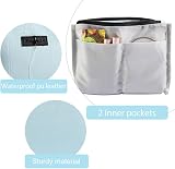 Maange Small Travel Cosmetic Bag Waterproof PU Leather with Handle Blue view 5