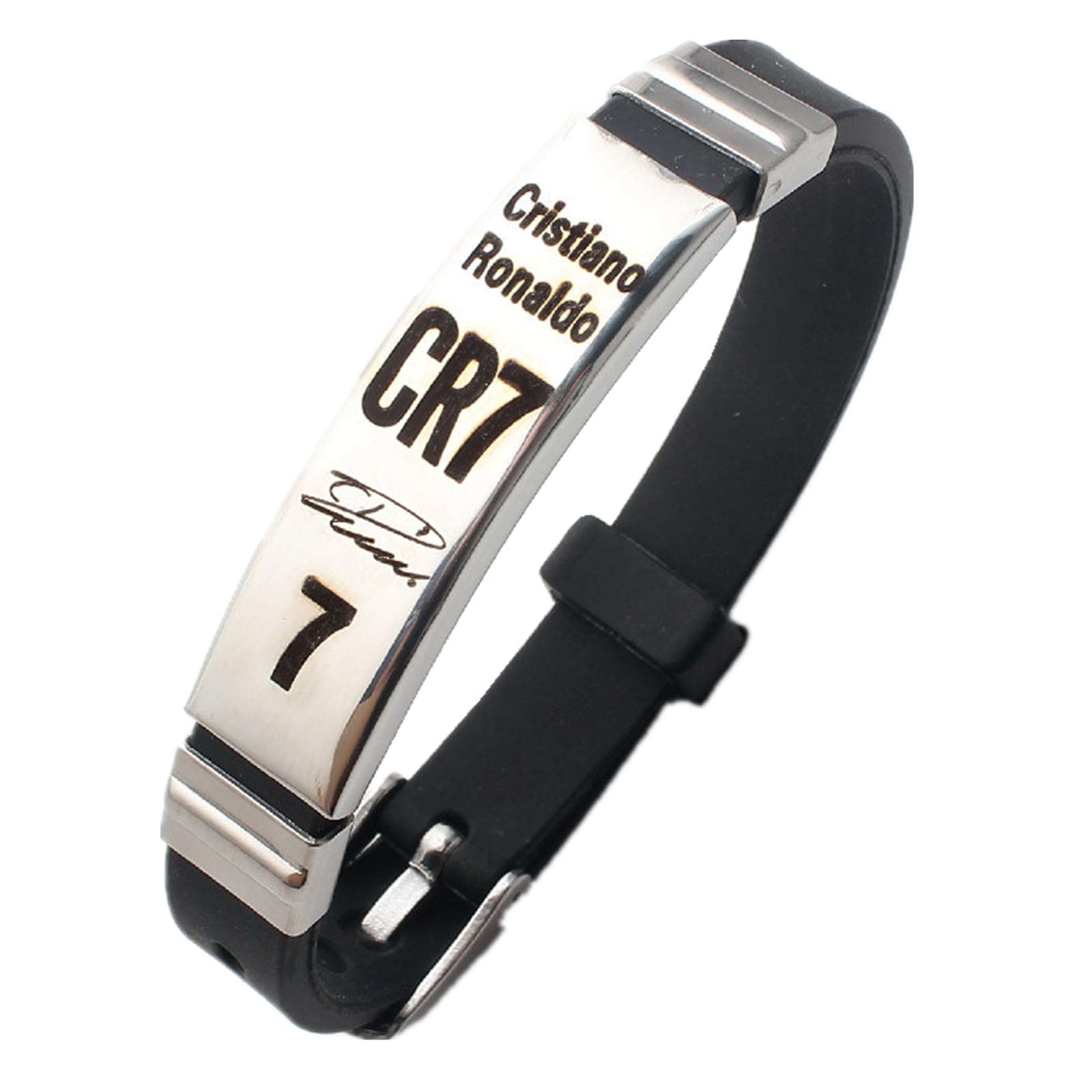 Ticome Football Star Stainless Steel Bracelet,Silicone Sports Trend Bracelets,Football Club Star Wristband Bracelet,Adjustable for Men and Women