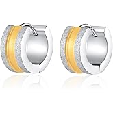 BIYONGDE Huggie Hinged Hoop Earrings, Stainless Steel, Classic, mens womens, Cool