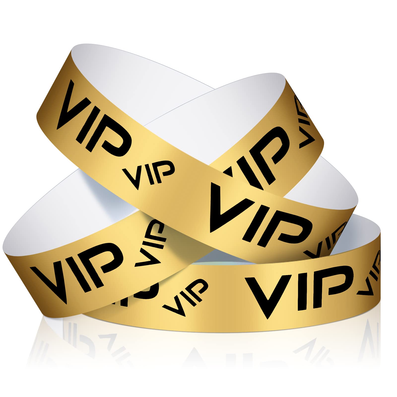 Photo 1 of Teling 500 Pack VIP Plastic Wristbands Bracelets Party for Events VIP Custom Wristbands Plastic Bracelets Tear proof Waterproof Wrist Bands Arm Bands for Events Concerts(Gold, Black)