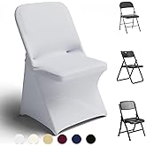 Trlyc Spandex Folding Chair Covers 100 Pcs Universal Fitted Dining Chair Cover Stretchy Slipcovers for Wedding Party Banquet Flat-Front Chairs Covers (White)