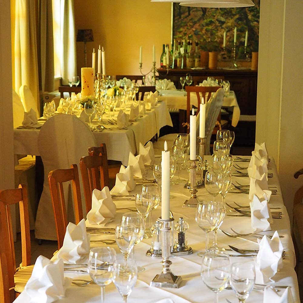 GenSwin Flameless White Taper Candles Flickering with 10Key Remote