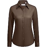 siliteelon Button Down Shirts for Women: Wrinkle Free Long Sleeve Classic Fit Collared Dress Shirt Solid Formal Office