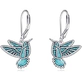 Turquoise Hummingbird Earrings Dangle 925 Sterling Silver Humming Bird Drop Earrings Cubic Zirconia Hummingbird Jewelry Gifts For Women Female