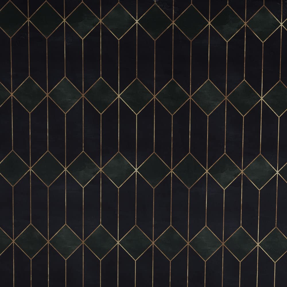 Kt KILOtela - Digital Printed Velvet Fabric - Decoration, Cushions, Upholstery, Curtains, Crafts - 100 cm Length x 140 cm Width | Geometric Gold - Green, Blue, Yellow Gold ─ 1 Metre