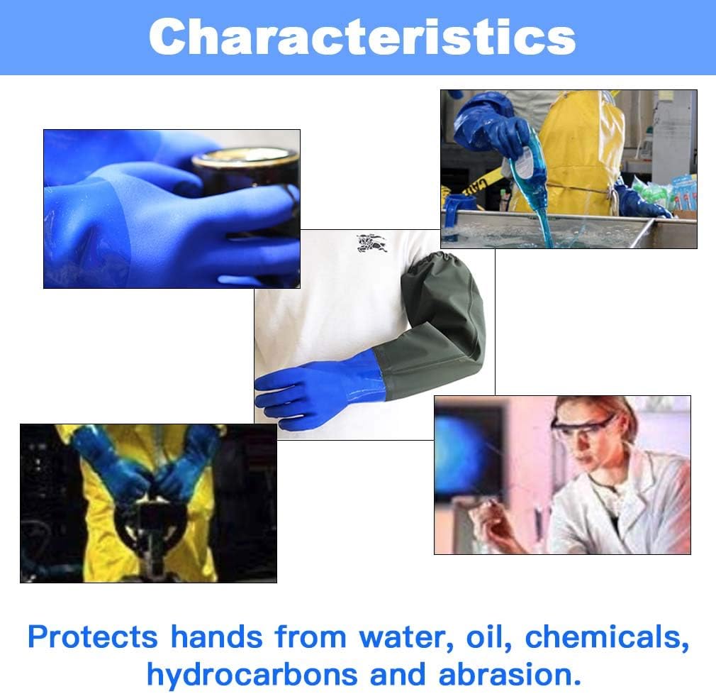 Pond Gloves, Long Arm Waterproof Gloves,Long Rubber Gloves for Men and Women - 25"/ 64 cm, Blue, 2 Count (Pack of 1) - Image 3