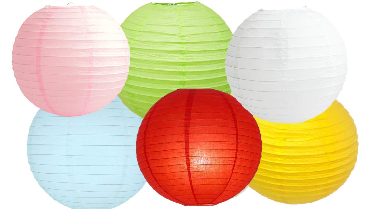 Paper Lanterns Mix Color Packs of 6 Round Paper Lanterns Lampshade (Mix Color 3, 4" (10 Cm))