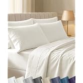 California Design Den 100% Cotton Sateen King Sized Sheets, 6 Pc Set | 6 Pcs with 4 Pillowcases, 400 Thread Count Backed by Good Housekeeping Seal, 16" Deep Pocket, Durable - Ivory (Pale Tone)