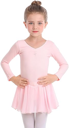 MdnMd Toddler Long Sleeve Ballet Leotards for Girls Dance with