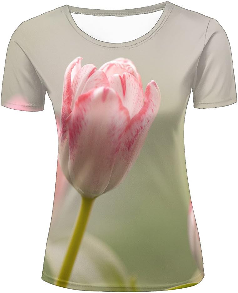 Survivcorner Fun Mens 3D Printed T-Shirts Superb Tulips Graphic Couple Tees Top