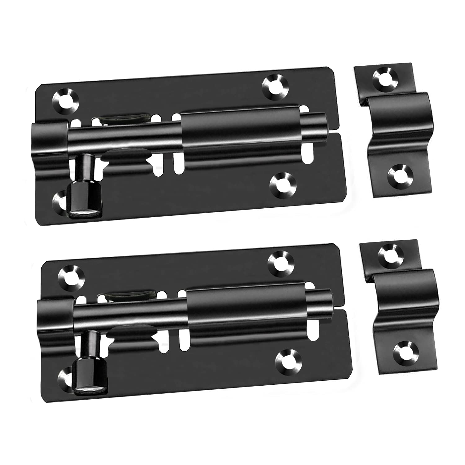 2 Pcs Door Lock Security Latch Lock,3 Inch Slide Door Latch Bolts Lock with Screws，Stainless Steel Sliding gate Latch- for Bathroom, Toilet, Shed, Shower, Bedroom,Garden