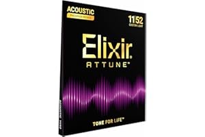 Elixir Strings, ATTUNE Acoustic Guitar Strings, Phosphor Bronze, Longest-Lasting Crisp and Clear Tone with Natural Feel, 6 St