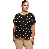 Anne Klein Womens Short Sleeve Blouse with Bateau Neckline