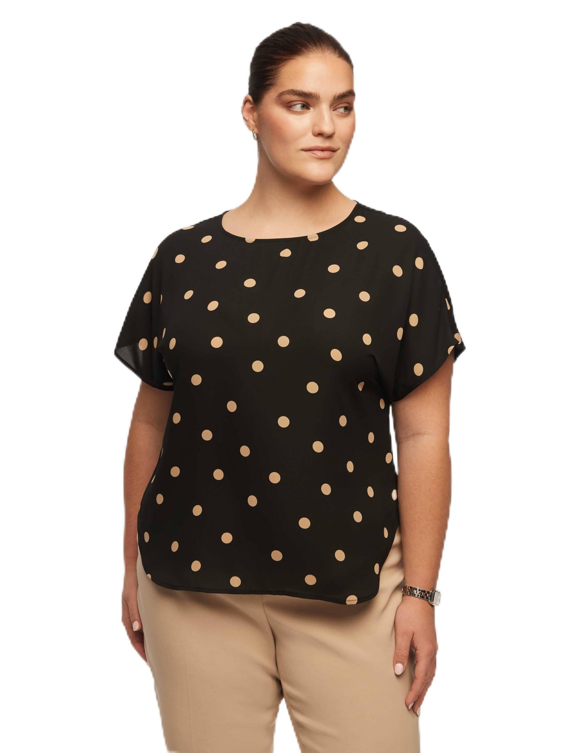 Anne Klein Short Sleeve Blouse with Bateau Neckline