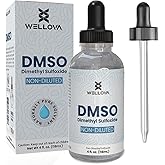 Wellova DMSO 99.9% Pharmaceutical Grade with 99.9% Purity & Low Odor - 4oz (Dimethyl Sulfoxide) Clear Glass Bottle with Dropp