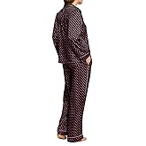 ROAONOCOMO Women Valentine’s Day Pajama Set Love Heart Long Sleeve Shirt Pants Silk Satin 2 Piece Pj Set Holiday Sleepwear