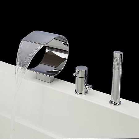 Moli 3 Holes Bathtub Faucets Widespread Waterfall Spout With Hand