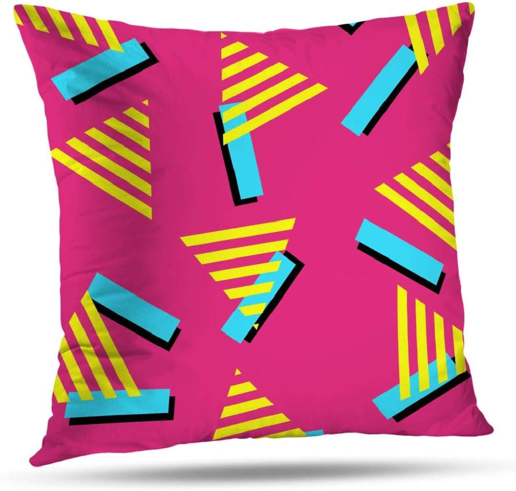 LANURA Pattern Throw Pillow Cover, Pattern Pop Graphic Funky Abstract Neon Triangle Fun 18x18 Inch Decorative Throw Pillow Case Cushion Covers Pillow Covers Standard Pillowcase,Pop Graphic Funky