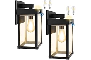 AQONSIE Solar Wall Lights Outdoor with 3 Lighting Modes & Motion Sensor, Solar Porch Light with 2 Bulbs, Waterproof Outdoor Wall Sconce Lantern Lamp Fixture for Garage Porch Shed Barn Yard Garden Front Door