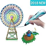 3D Pen RENY 3D Printer Pen Arts Pen Making Doodle Arts & Crafts - Unleash Children's Creativity, Develop Spatial Thinking ( Blue ) With Free Multi-Color 20 Meters PLA Filament For Kids Hobby Gift