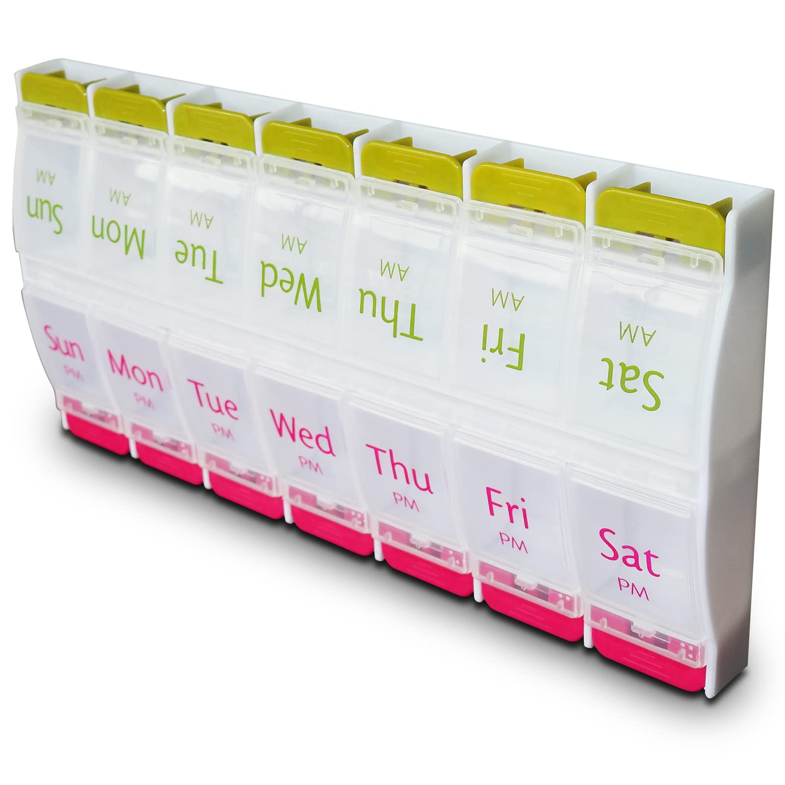 RE-GEN AM-PM Easy Push Button 7 Day Weekly Pill Organiser Holder Storage Box - Ideal for Single Hand Operation